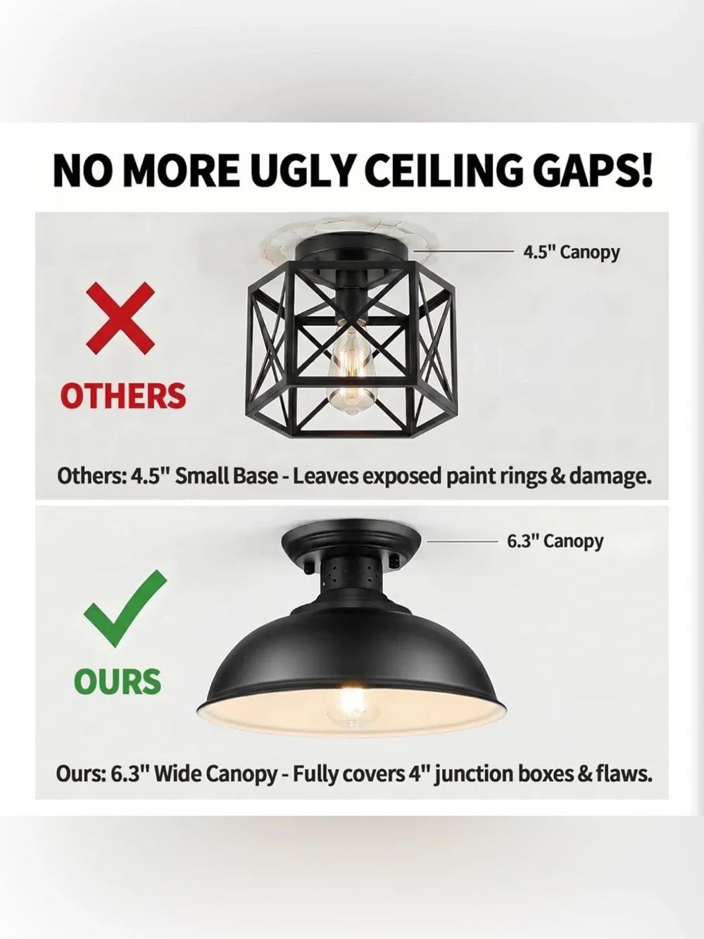 Matte Black Industrial Semi-Flush Ceiling Light